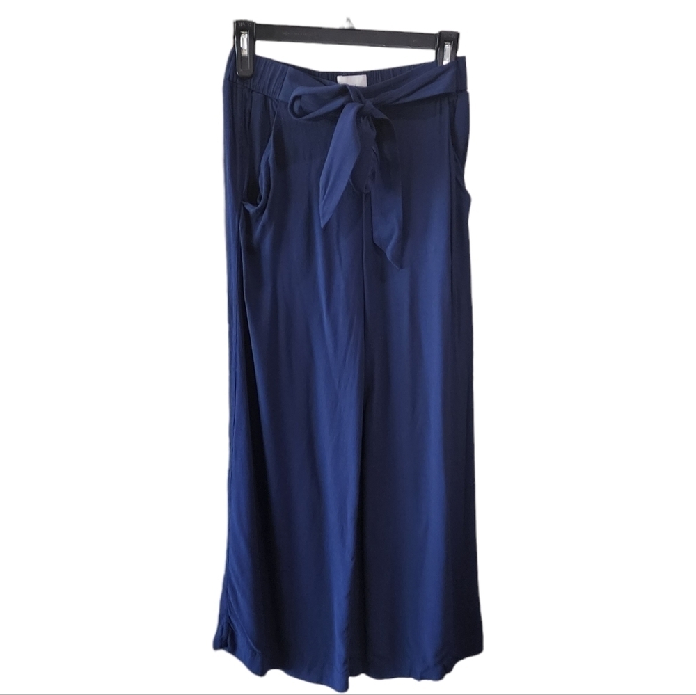 💜 Wilfred Aritzia Navy Tie Waist High Rise Wide Leg Pants